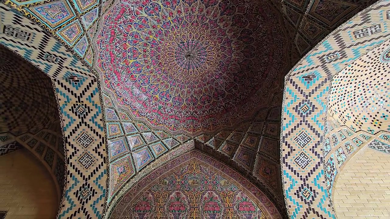 Intricate Persian Tilework Inside a Historic Mosque Ceiling