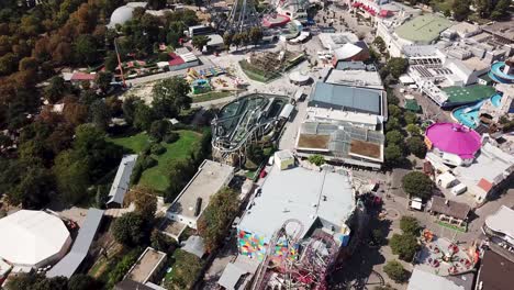 aerial view of a thriving amusement park