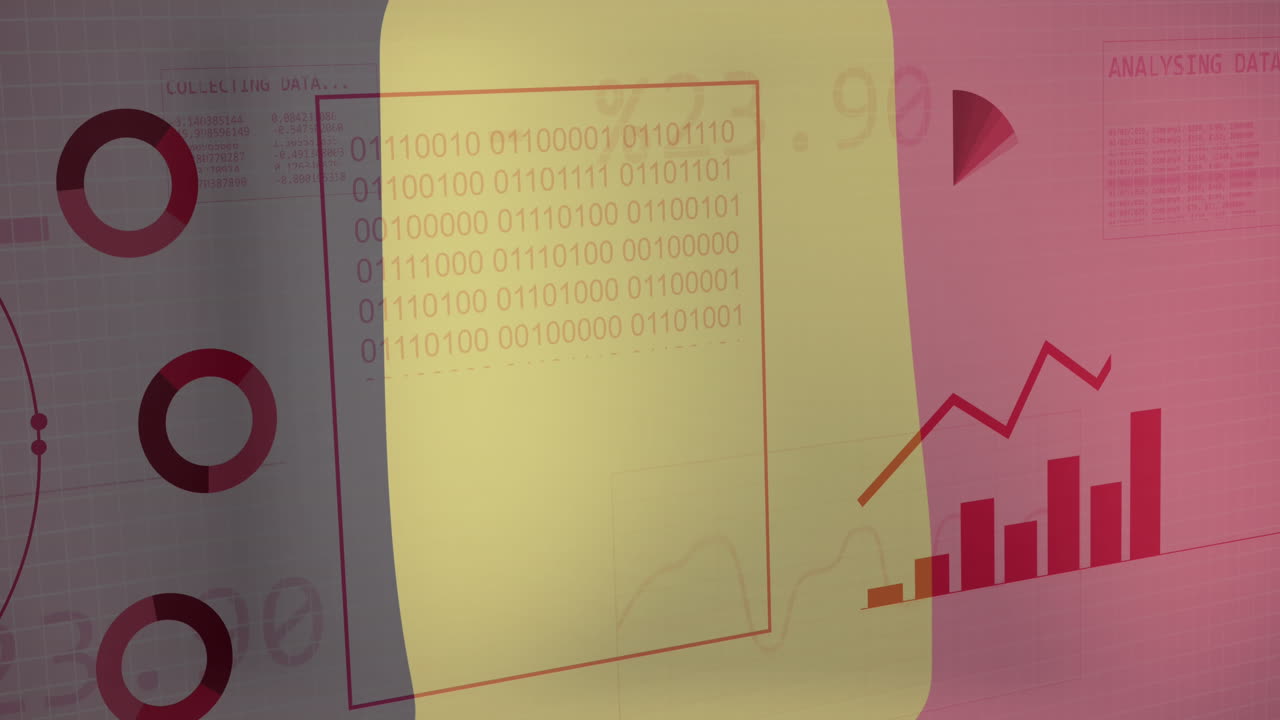 animación de las estadísticas y el procesamiento de datos sobre la bandera de bélgica