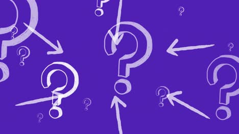 animation of question marks and arrows on blue background