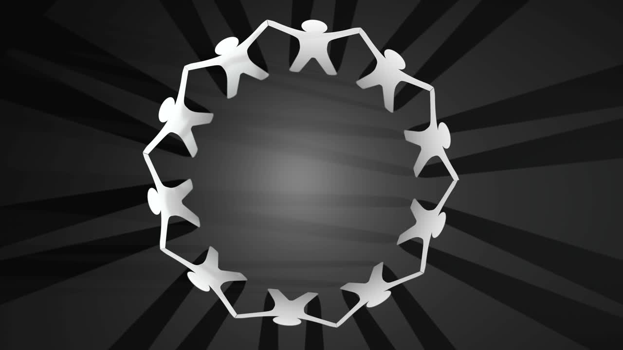 함께하는 개념, 종이 인형 사람들, 기호 사슬, 루프 배경