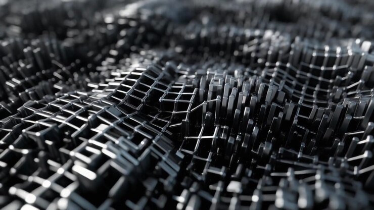 Abstract Metallic Grid Surface Moving in Rhythmic Waves