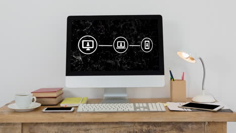 de iconos de conexión de red en la pantalla del ordenador