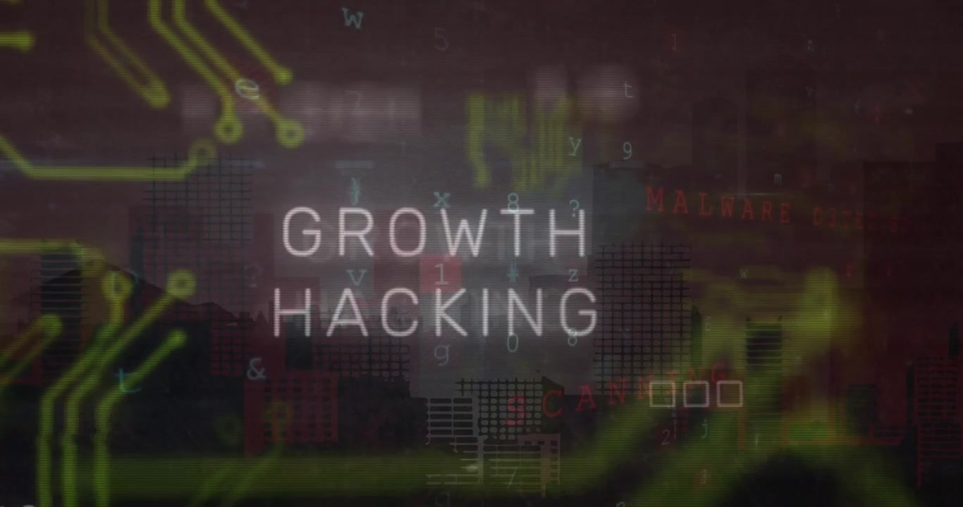 Konsept for digital veksthacking med dataoverlegg for cybersikkerhet.