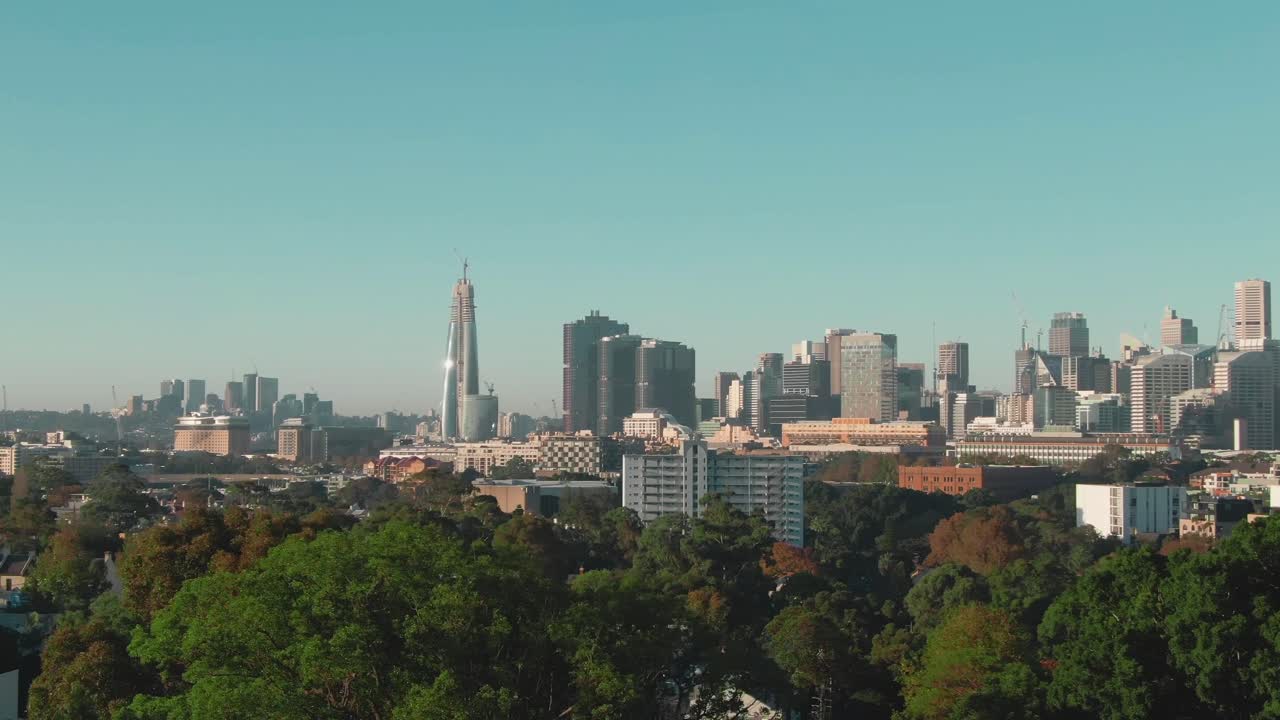 4K Aerial Downtown Sidney, Australia Drone Jib up shot