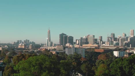 4k aerial downtown sidney, australia drone jib up shot