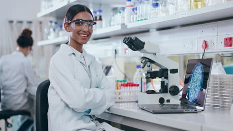 ciencia, microscopio y una estudiante en un laboratorio