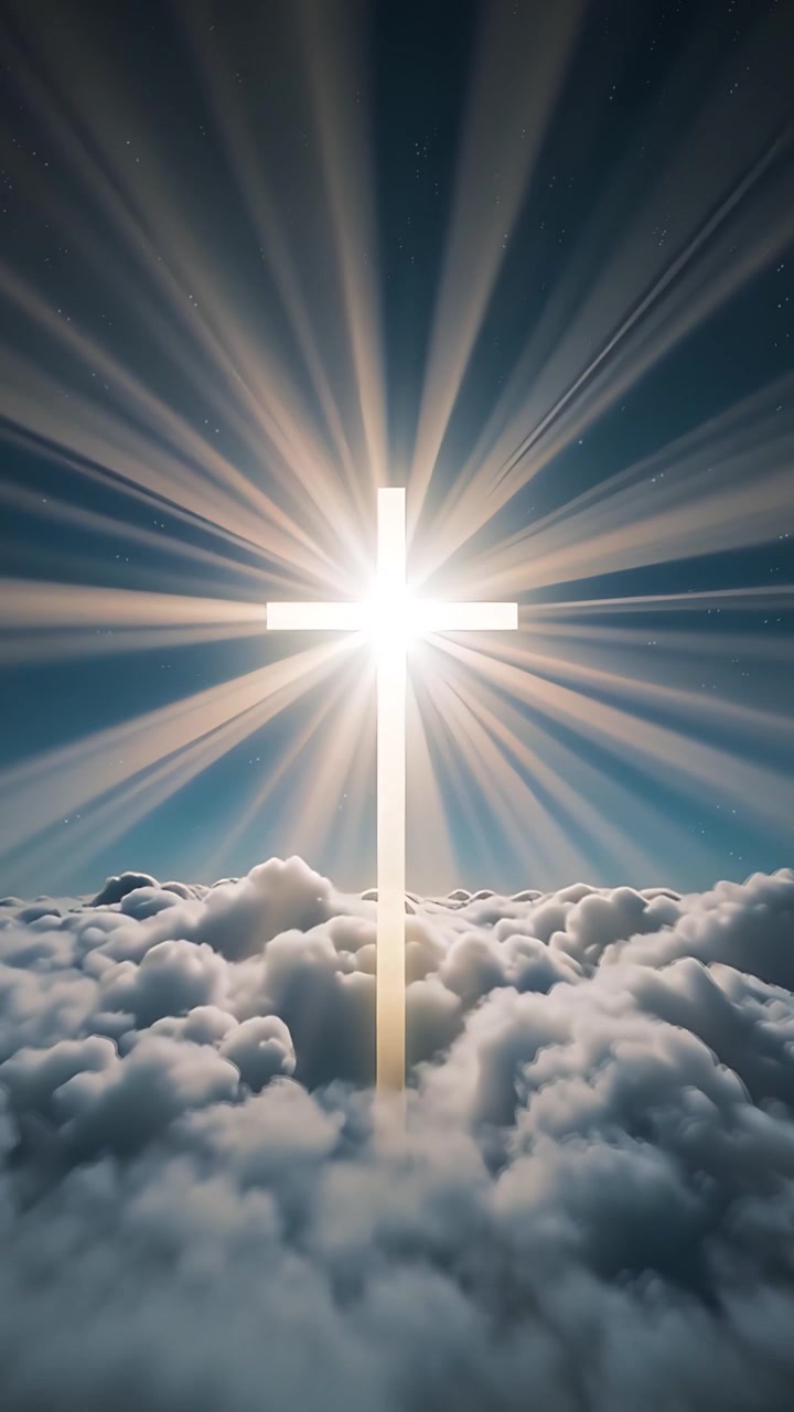 Sfondo per Adorazione 4K: Croce Cristiana e Luce Celeste