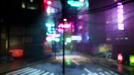 cyberpunk city street at night