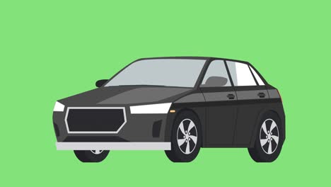 isolated black cartoon car animation with alpha channel