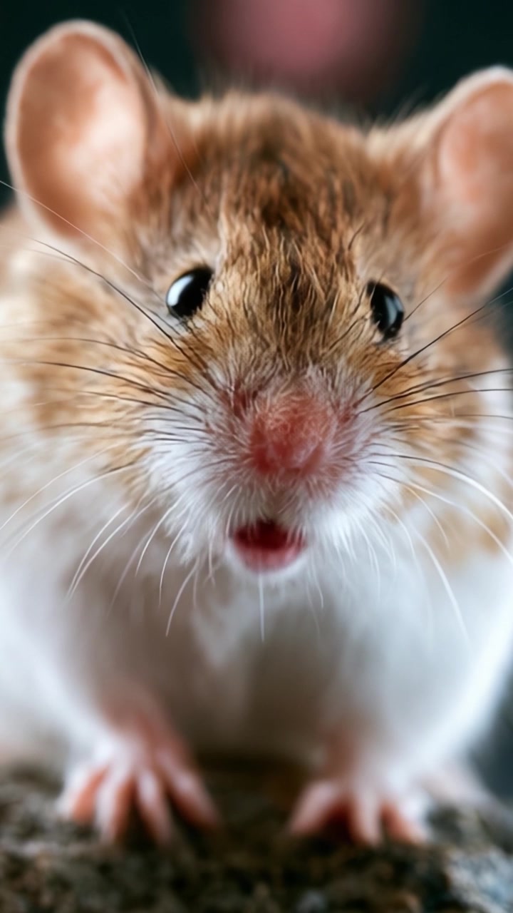 Primo piano accattivante di un affascinante topo con caratteristiche intricate e occhi espressivi, che mostra la bellezza delle piccole creature in natura.