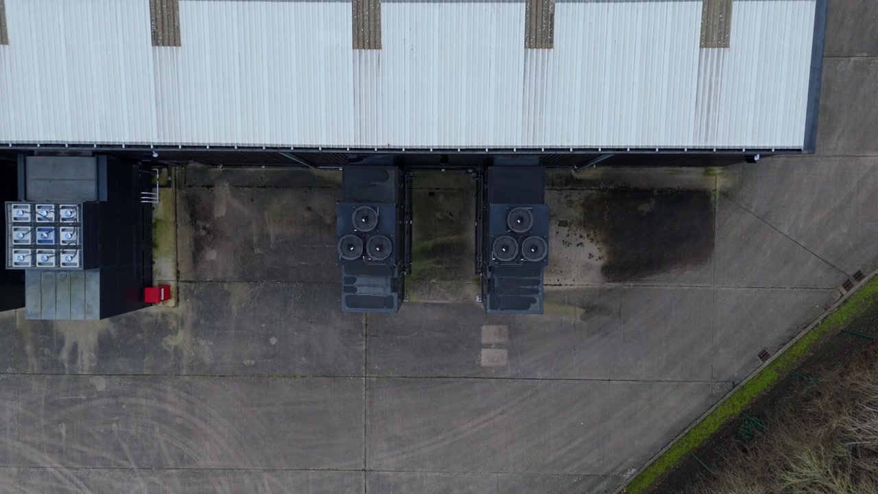 Aerial View of Data Centre Cooling Vents and Ventilation Fans