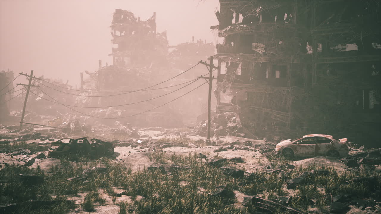 A city lies in ruins after extensive military action
