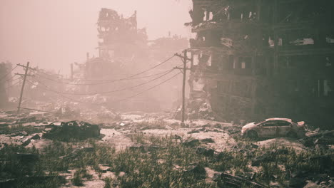 a city lies in ruins after extensive military action