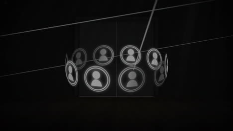 animation of network of connections with people icons on black background