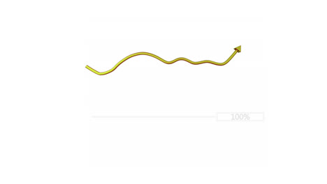 Animation-of-yellow-arrow-with-statistics-moving-up-on-white-background