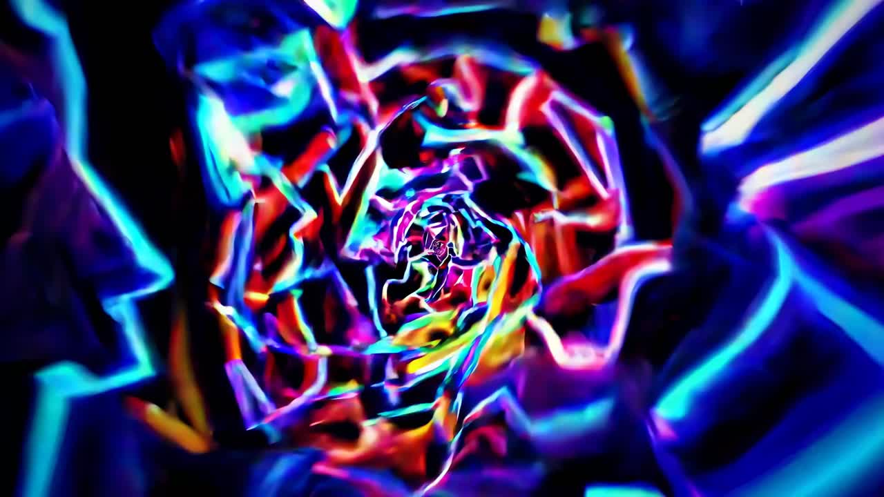 A vibrant, abstract video concept with swirling neon lights
