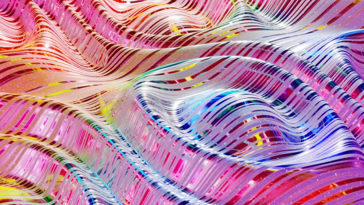 fondo abstracto en bucle. hermosa superficie ondulada iridescente de líquido con patrón, color de gradiente y ondas de flujo en él. arco iris brillante y fluido mate. bg creativo brillante con animación suave y suave.