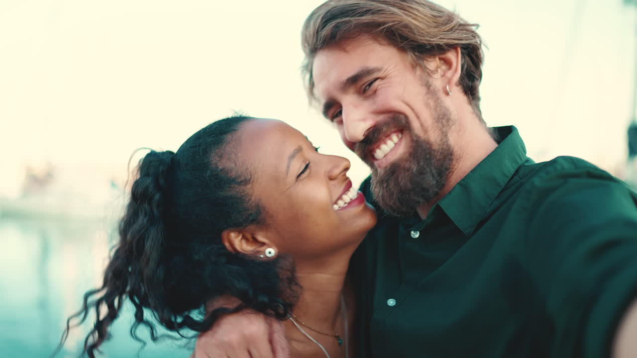 Happy Interracial Couple Enjoying a Romantic Moment