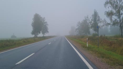 The-view-from-the-car-window,-the-car-rushing-through-the-countryside