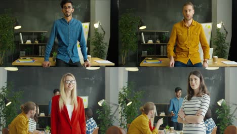 Different-Male-And-Female-Office-Workers-Smiling-To-Camera-At-Office