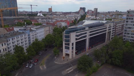 perfect aerial top view flight
party executive committee city berlin, germany summer day 2023