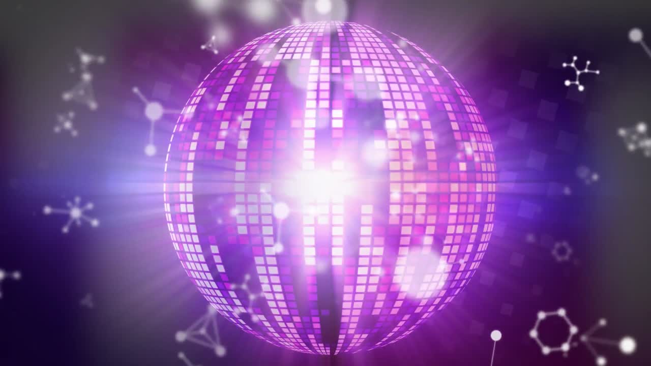 Parlayan pembe aynalı top üzerinde hareketli ağların animasyonu.