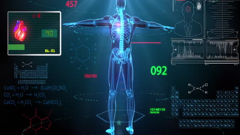 futuristic human medical care center ui monitoring mri xray scan with heart beat rate analyzed monitor