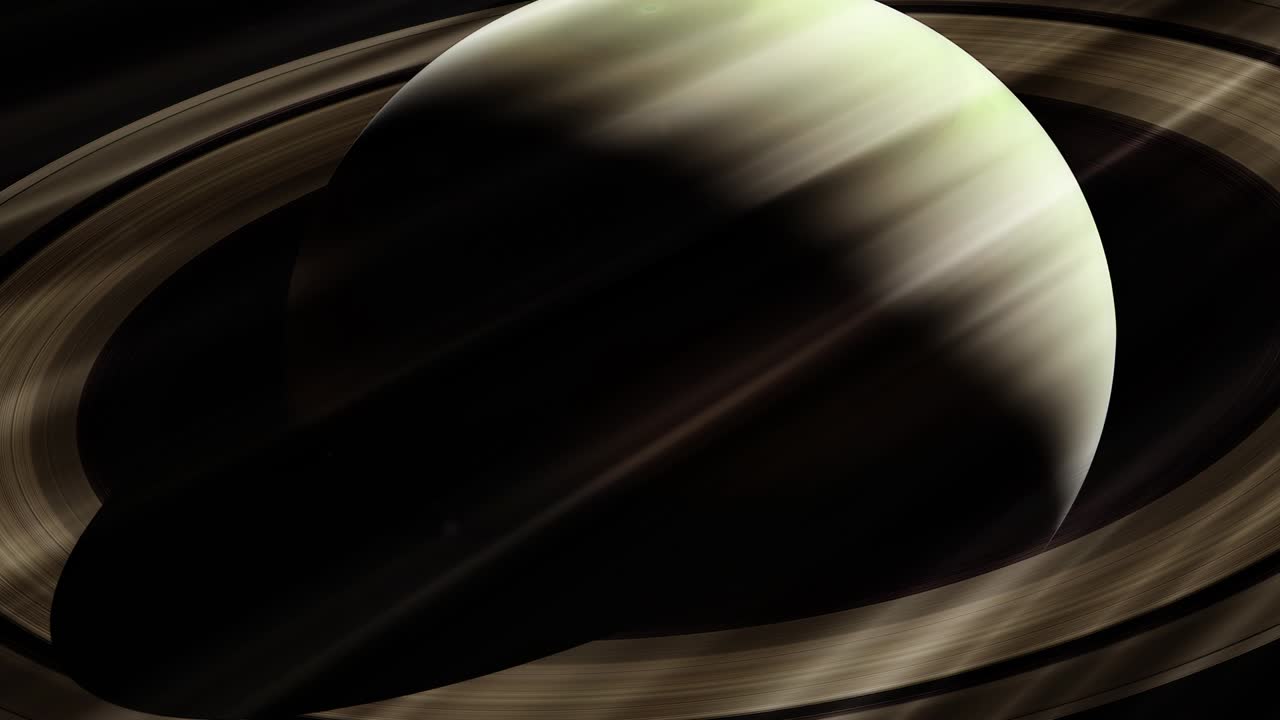 Planet Saturn and Rays of Sun. Elements of this Video furnished by NASA. 4K Resolution.