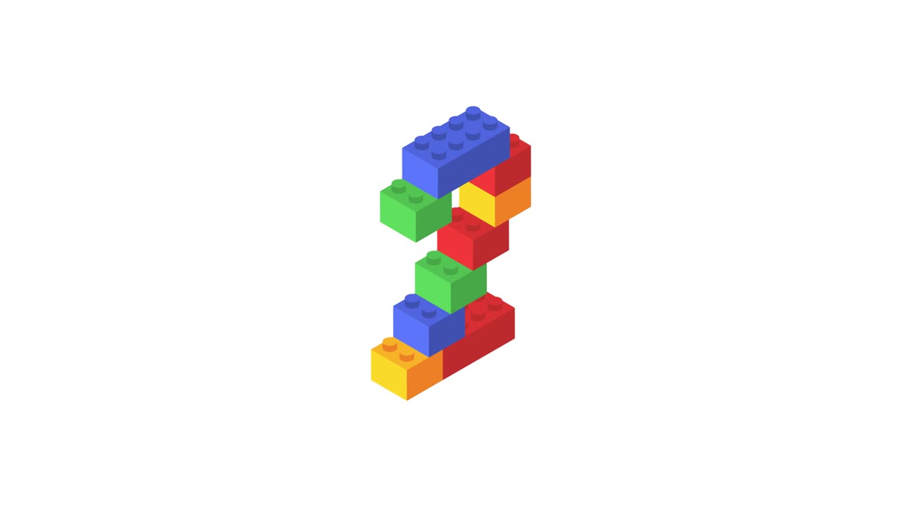 Number two in isometric. Color constructor. Alpha channel