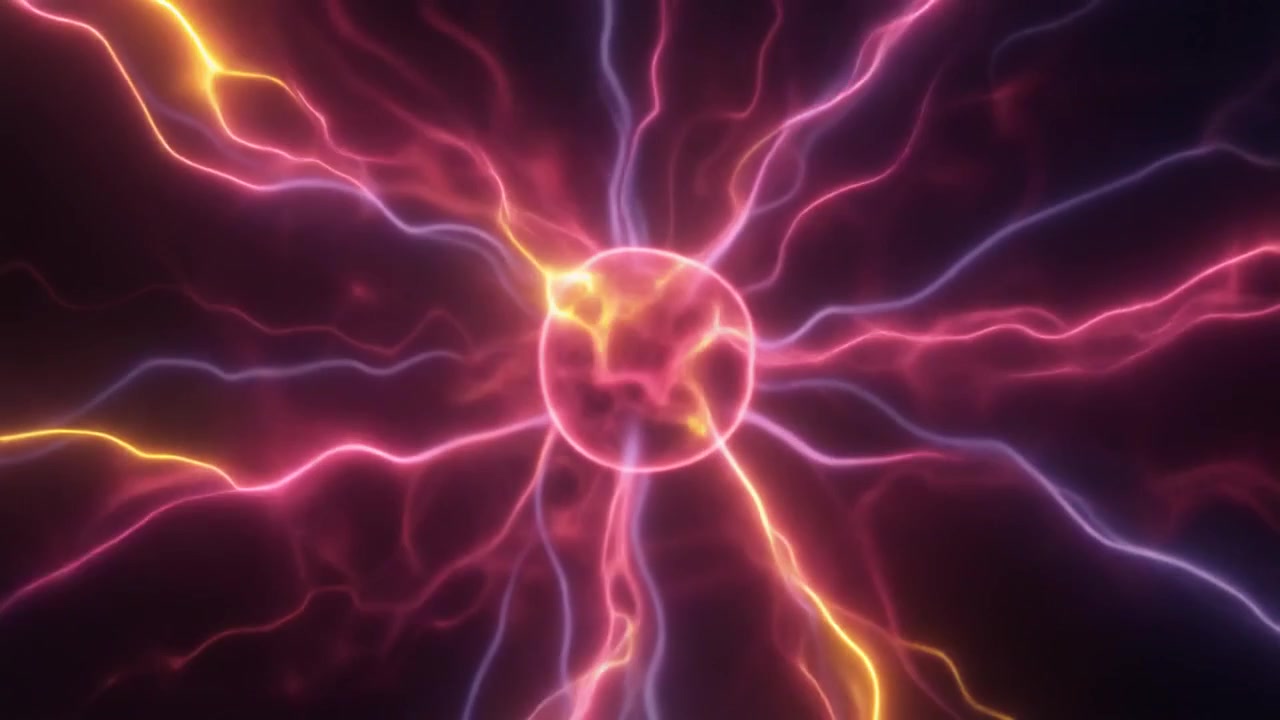 Sfera al plasma luminosa con archi elettrici radianti
