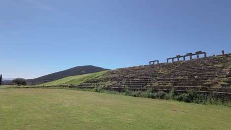 Ancient-Messene-Stairs,-Historical-Site-In-Peloponnese,-Greece---Panning-Shot