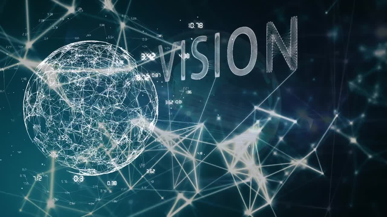 비즈니스 컨셉 텍스트의 애니메이션, 회전하는 지구와 검은색 배경의 연결 네트워크