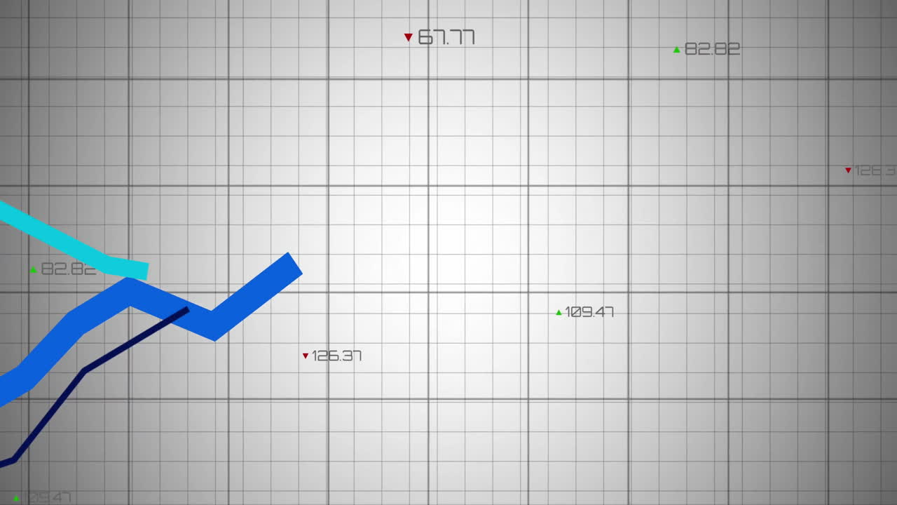 animación del procesamiento de datos y diagramas sobre un fondo blanco