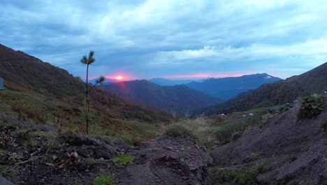 sunset over the majestic mountains