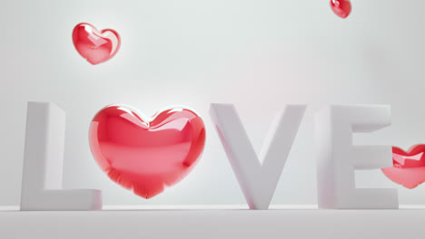 white love letters sign with the red heart instead of "o" letter