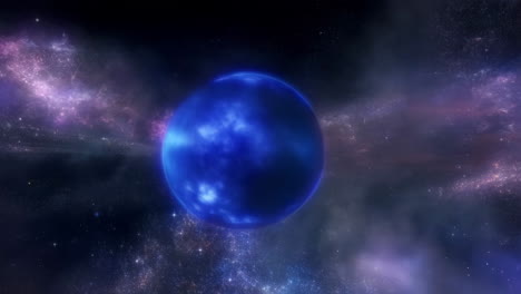 a blue planet in a starry nebula