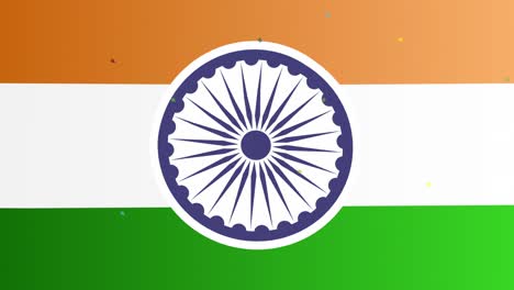 la bandera de la india ondeando en el aire. celebración del día de la independencia de la india vídeo de animación en movimiento con la rueda de ashoka,