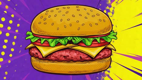 hamburger,food,burger,cheese,lettuce,meat,fast,snack,meal,delicious,colorful,illustration,art,pop,graphic,vibrant,design,background,pattern,veggies,tasty,american,dining,lunch,fresh,buns,savor,toppings,crispy,appetizing,satisfying,style,bold,fun,dynamic,popart,doodle,casual,yummy