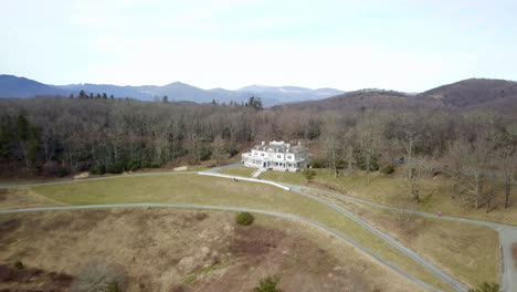 aerial flying over moses cone estate near blowing rock north carolina