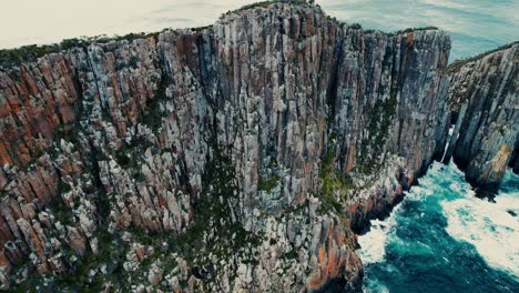 cape hauy drone downward pan view in tasmania, australia