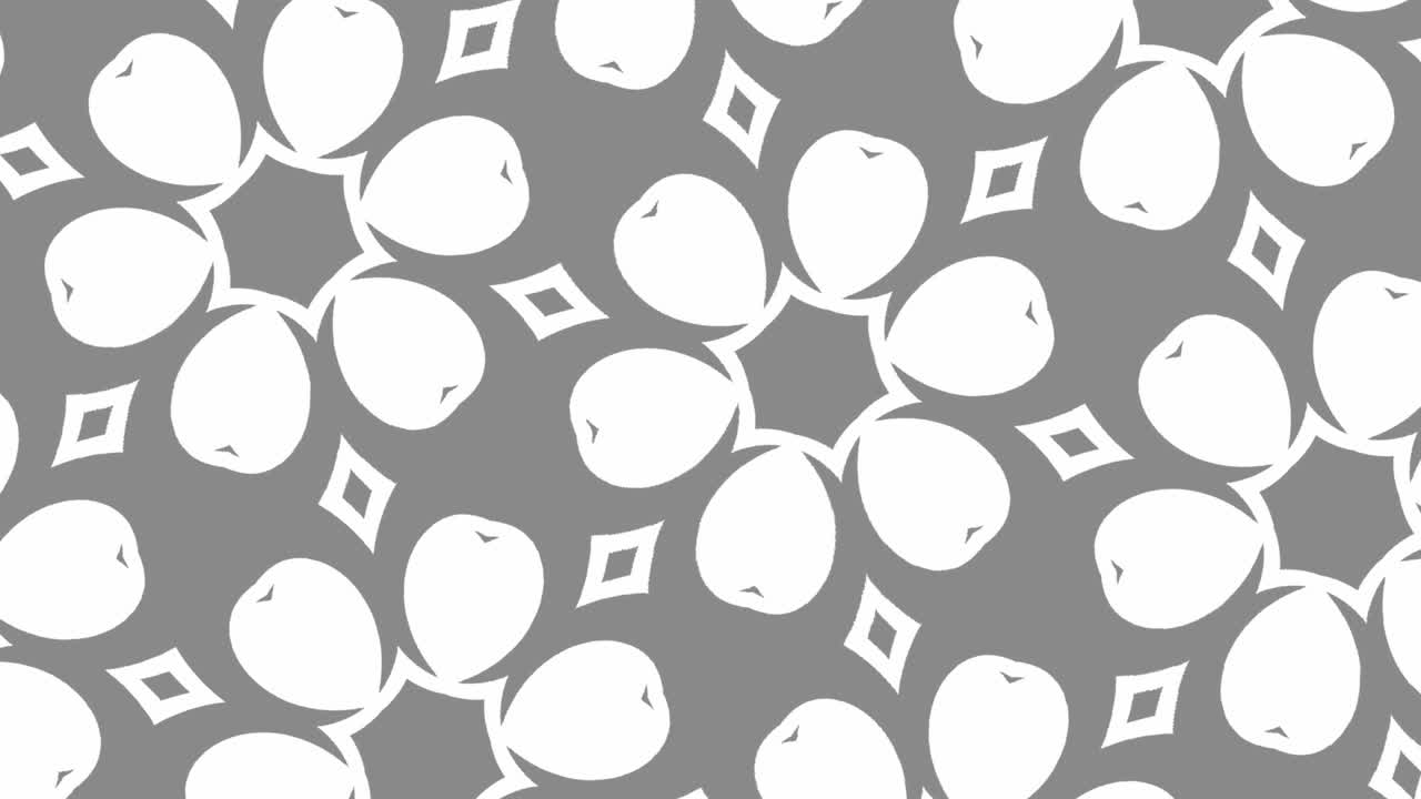 검은색과 색의 그래픽 패턴은 스트로보스코픽과 최면 효과를 가지고 있으며, 크기가 커지고 그 다음에는 줄어든다.