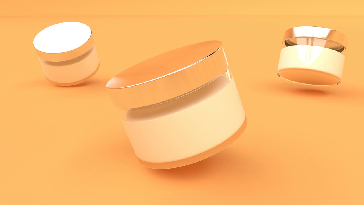 crema cosmética en estilo 3d. cuidado de la piel de salud natural capaz de bucle sin costuras 4k
