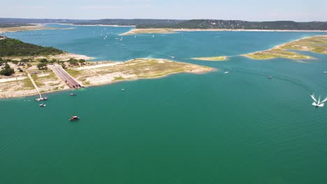 Aerial-footage-of-the-Mansfield-Dam-Park-on-Lake-Travis