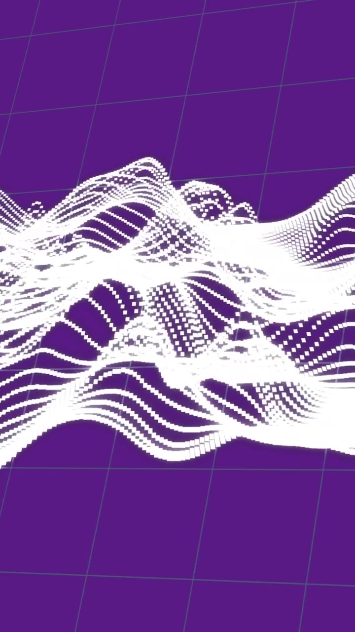 Animazione di linee di trasferimento bianche e elaborazione dati su sfondo viola