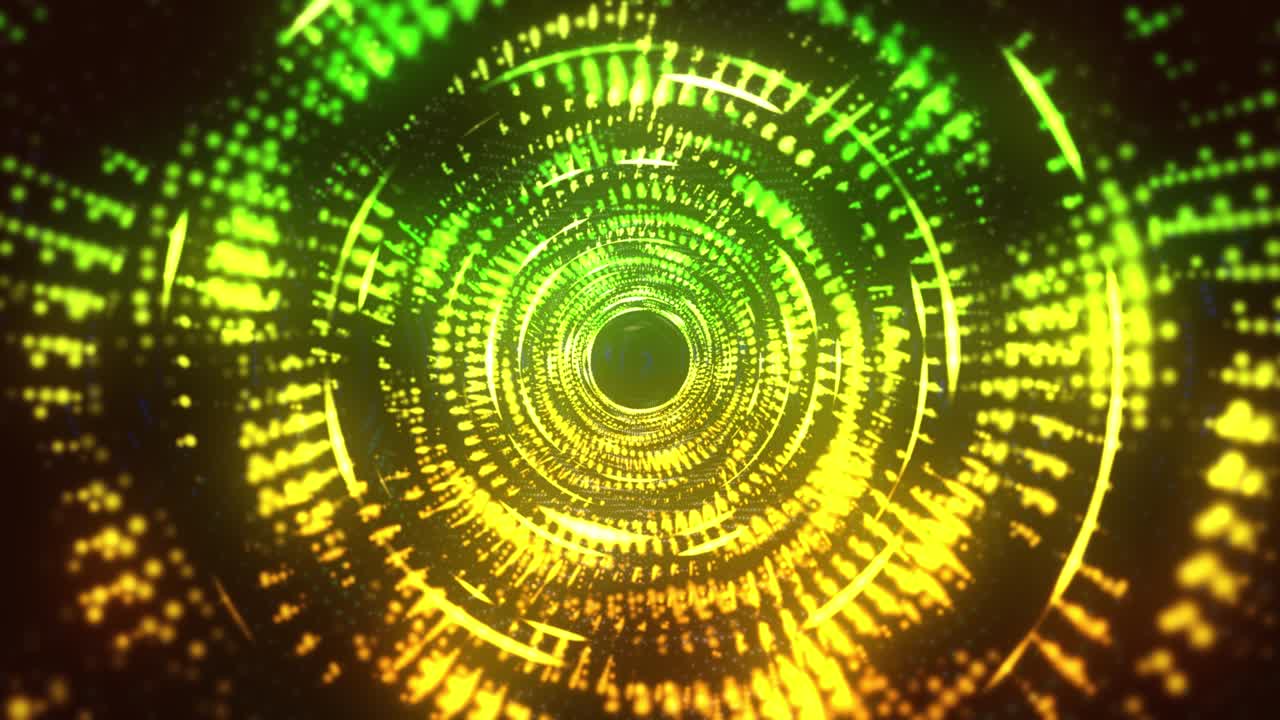 Flying Through Moving Particles - Tunnel, Spiral, Abstract Background – Colored stock video