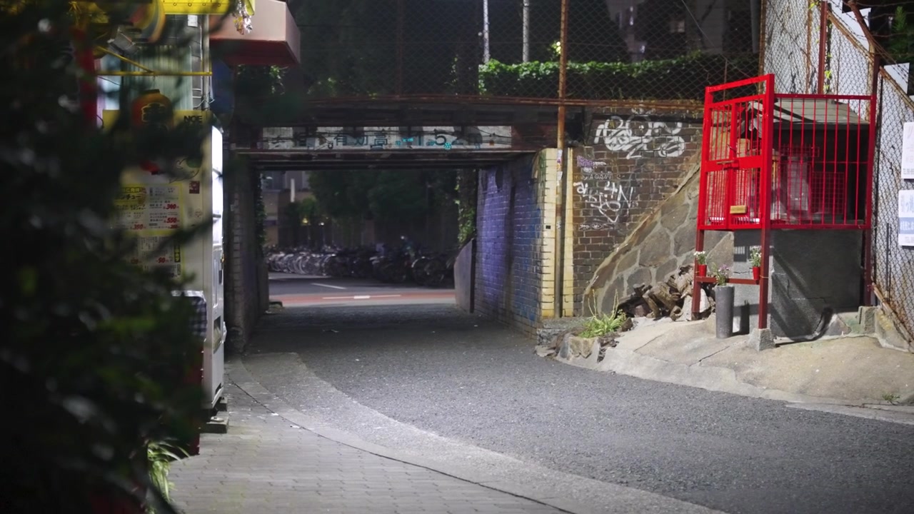 Alleys and Streets of Nishinari Ward, Airin-Chiku in Osaka at Night in Japan