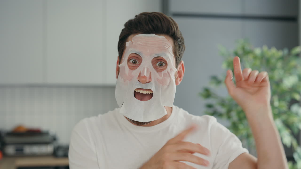 Man Wearing a Face Mask Making a Funny Expression
