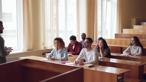 university lecture in a classroom
