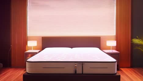 a modern bedroom with a comfortable bed